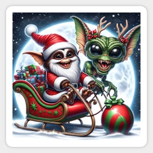 Christmas Gremlin and Alien Sticker